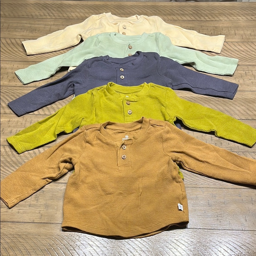 Honest 100% Organic Cotton Long Sleeve Henley Shirt Set - Assorted Colors